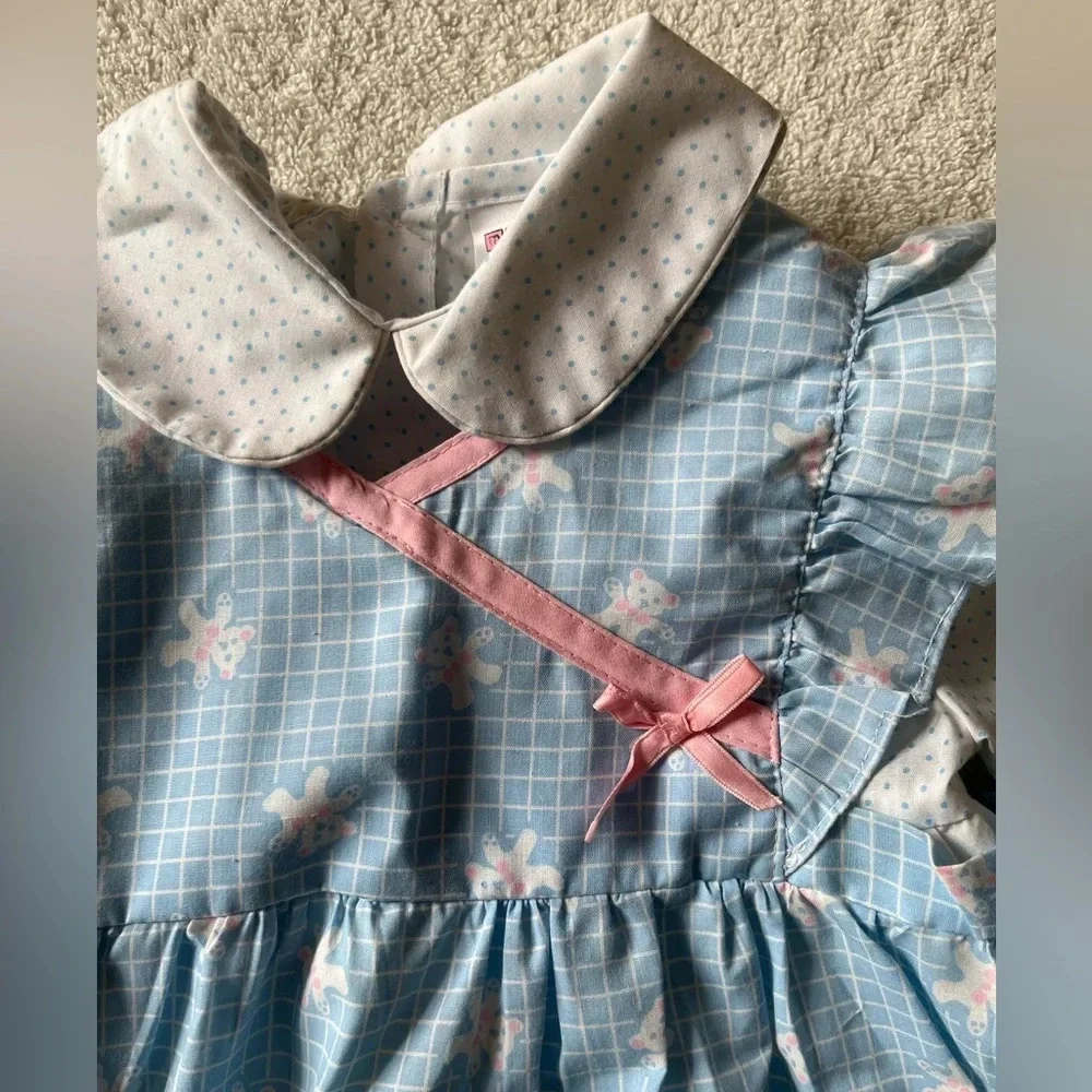 Vintage Mayfair toddler dress, teddy bear design two layers. Sz 24 months